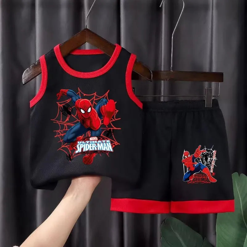 2026 Summer Boys Breathable Vest & Shorts Set | Cartoon Sleeveless Two-Piece Kids Casual Outfit