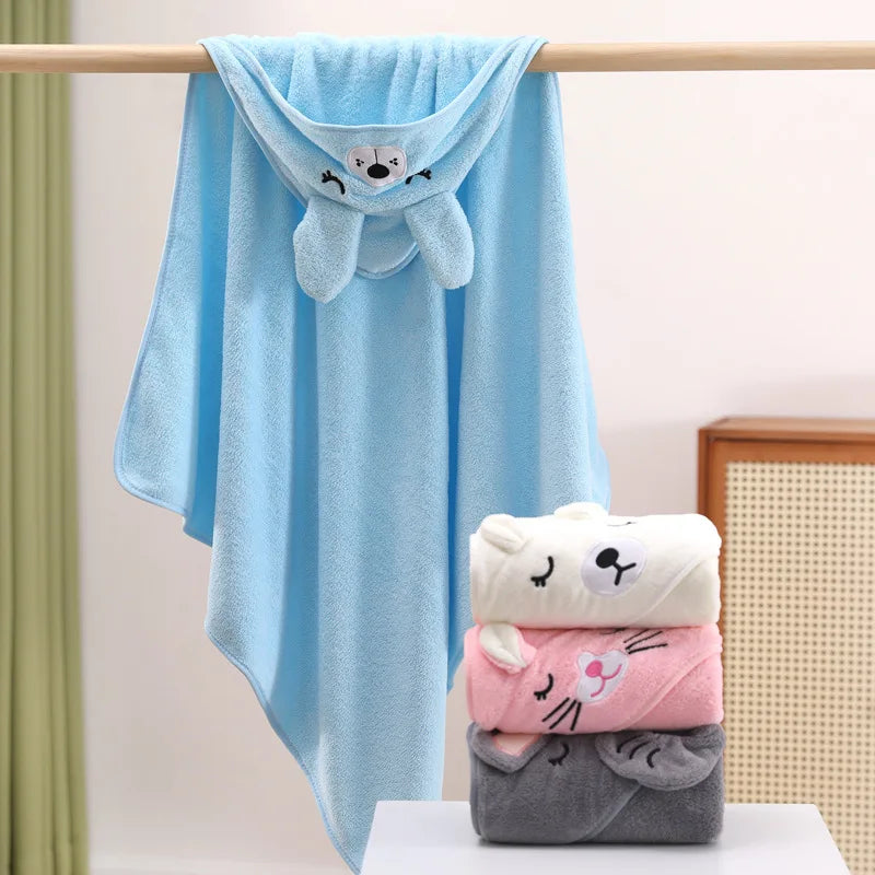 Cartoon Baby Hooded Bath Towel – Soft Newborn Swaddle Wrap & Bathrobe