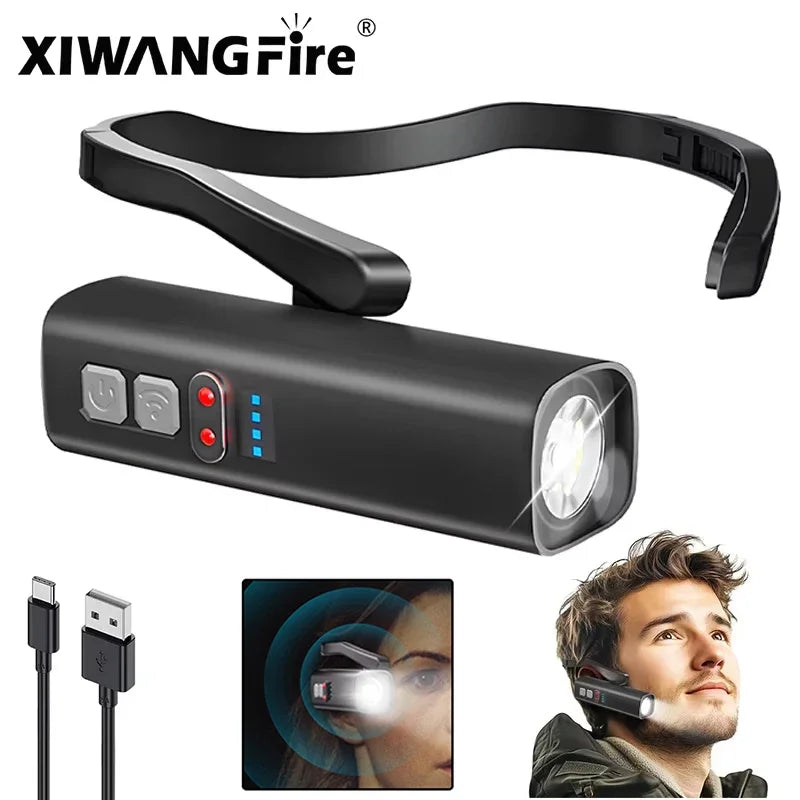 2025 Ear-Hanging LED Headlamp — 1000LM, Motion Sensor, 3 Modes | Type-C Rechargeable Camping & Running Light