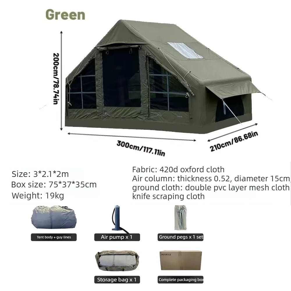 Large Inflatable Camping Tent – 4–8 Person Quick Setup, Windows & Water-Resistant | Four Season