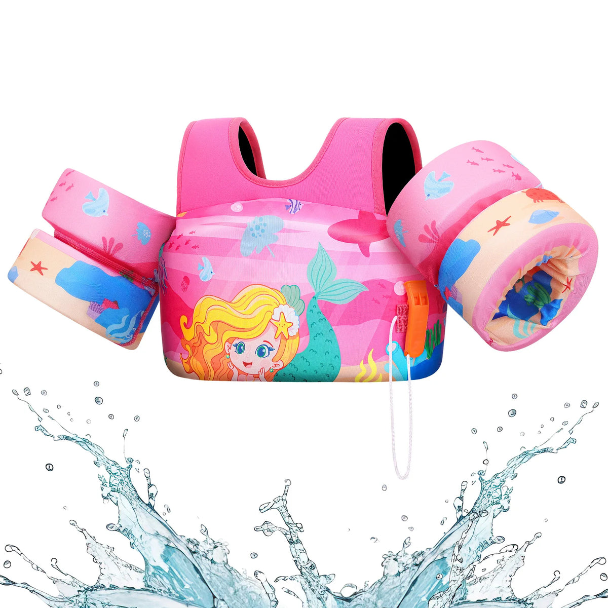Kids Foam Life Vest & Swim Float | Children's Safety Swim Jacket with Whistle for Ages 3–13