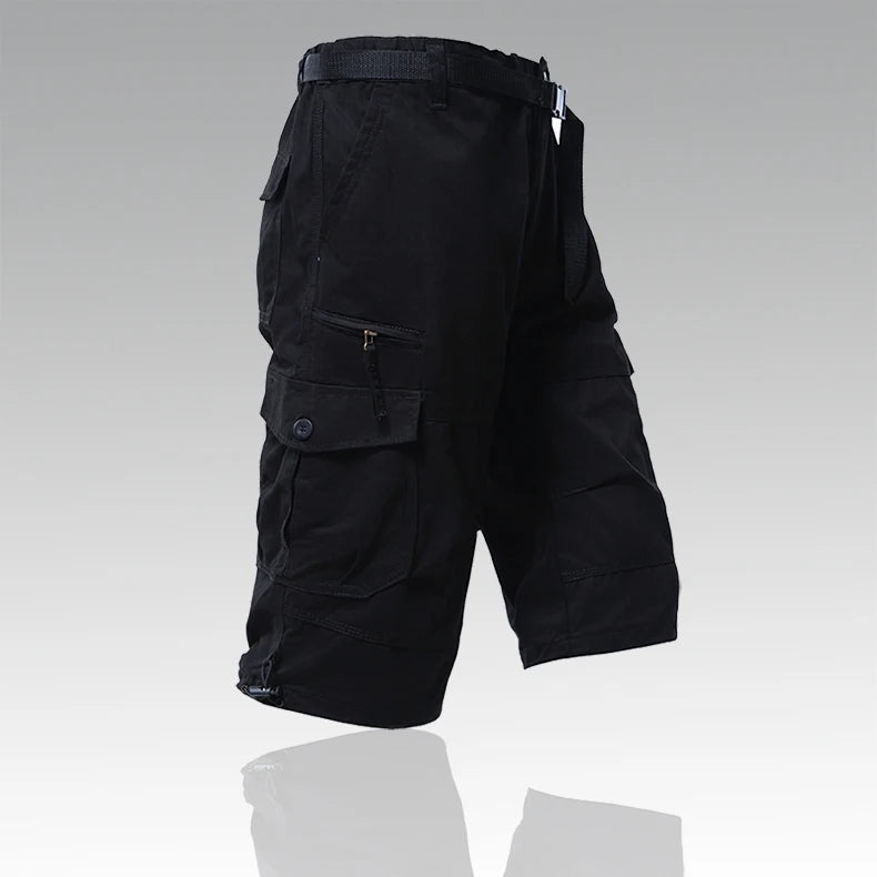 Men's 3/4 Cotton Cargo Shorts with Belt — Zipper Fly, Knee Length | Hiking, Camping & Outdoor Wear