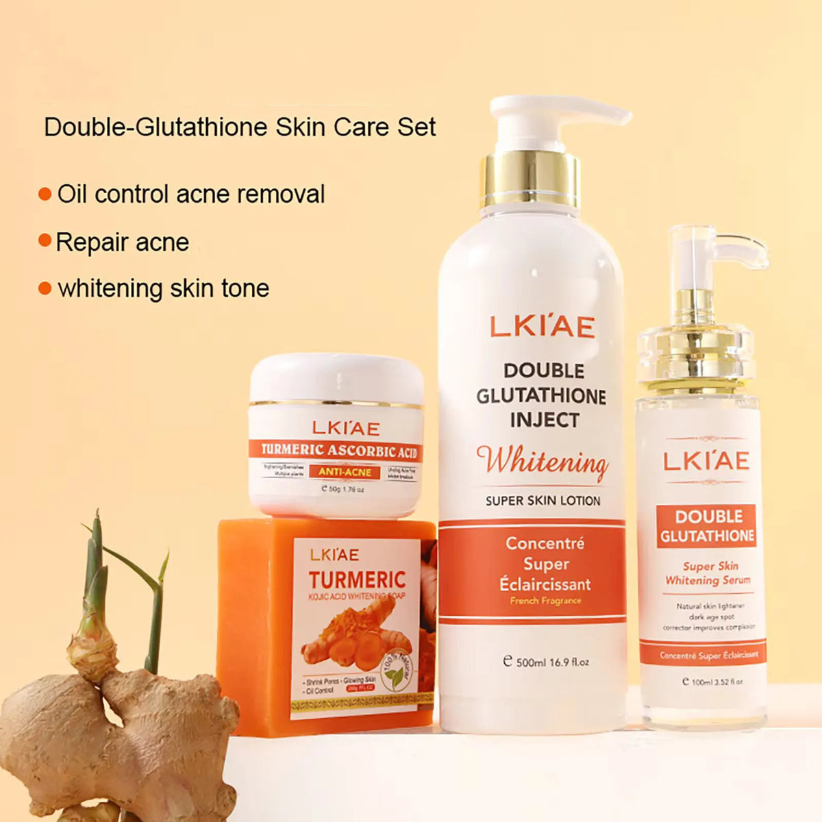 AILKE Brightening & Acne Control Skin Care Set – Glutathione, Vitamin C & Aloe Vera