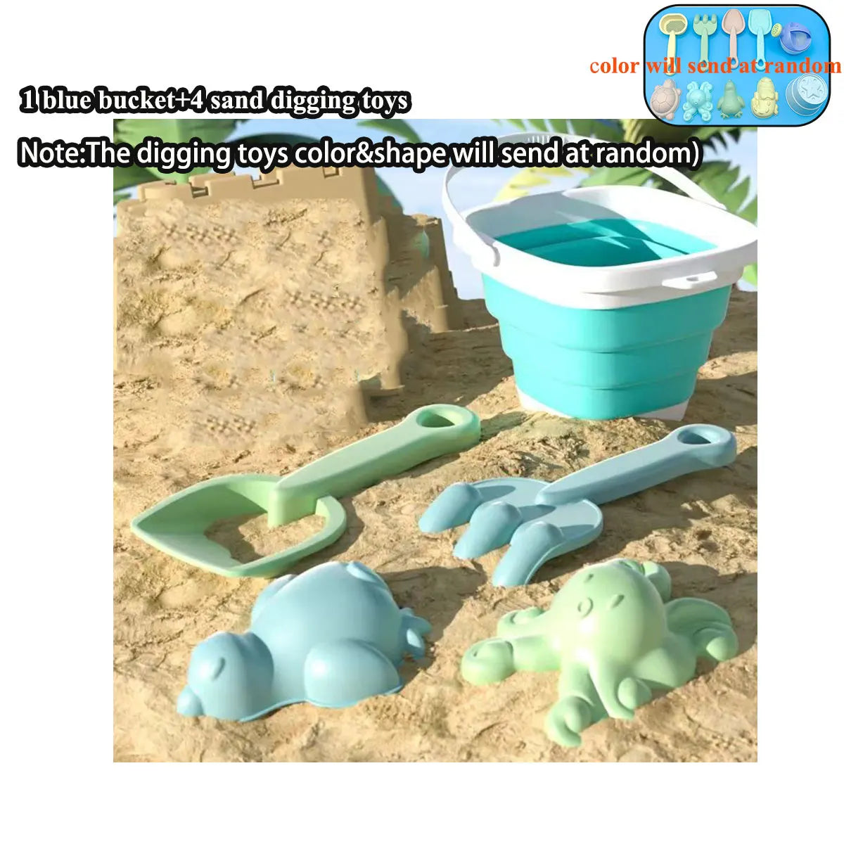 Kids Beach Sand Play Set | Folding Bucket & Sandbox Toys – 1, 5 or 11 Piece