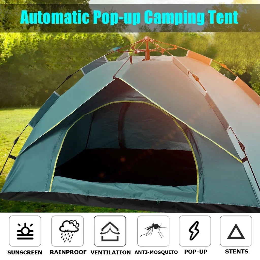 Goture Pop-Up Camping Tent – 3–4 Person Waterproof Automatic Tent | 210×200×135cm