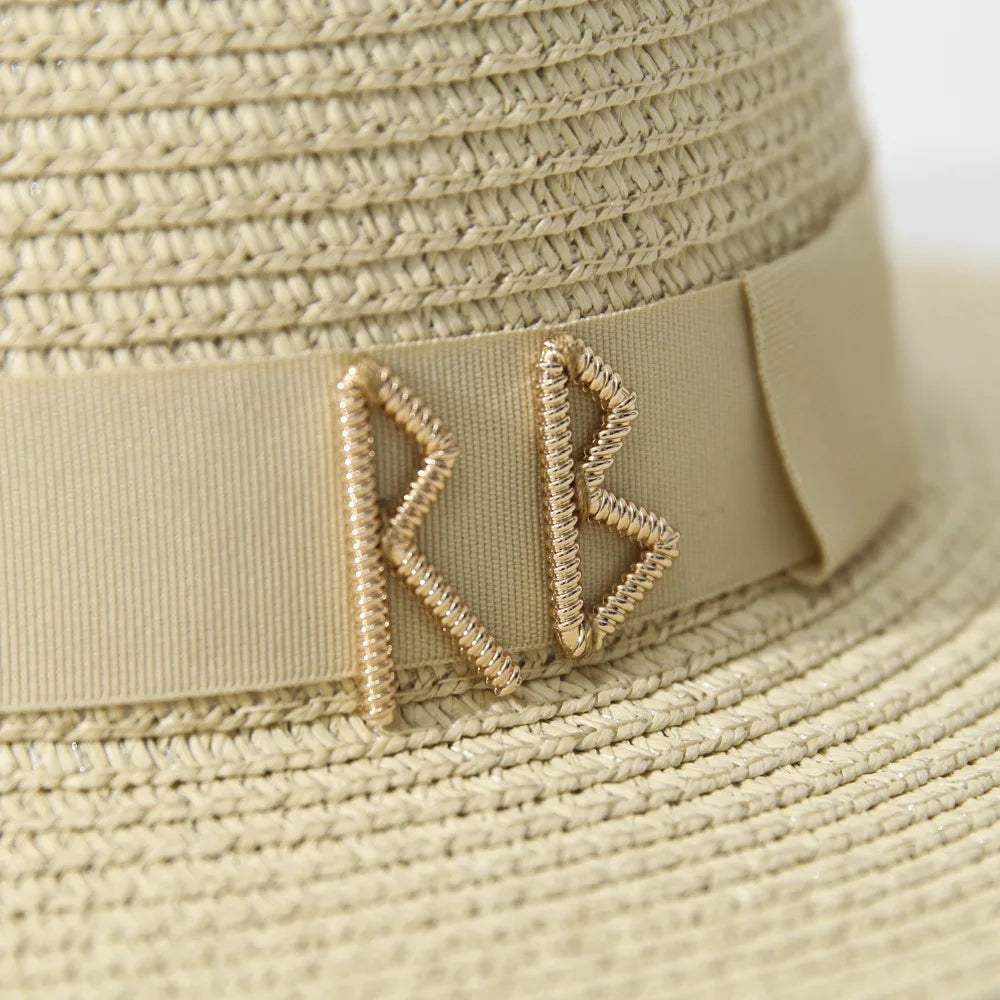 Elegant Ribbon Straw Sun Hat – Women's Beach & Party Hat