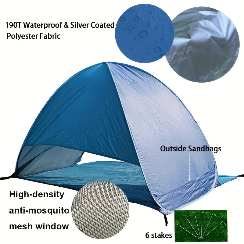 ZRF Pop-Up Beach Tent – UPF 50+ UV Protection, 2-Person, Instant Setup (4 Colours)