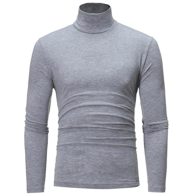 Men's Thermal Long Sleeve Top – Slim Fit High Neck Base Layer for Winter