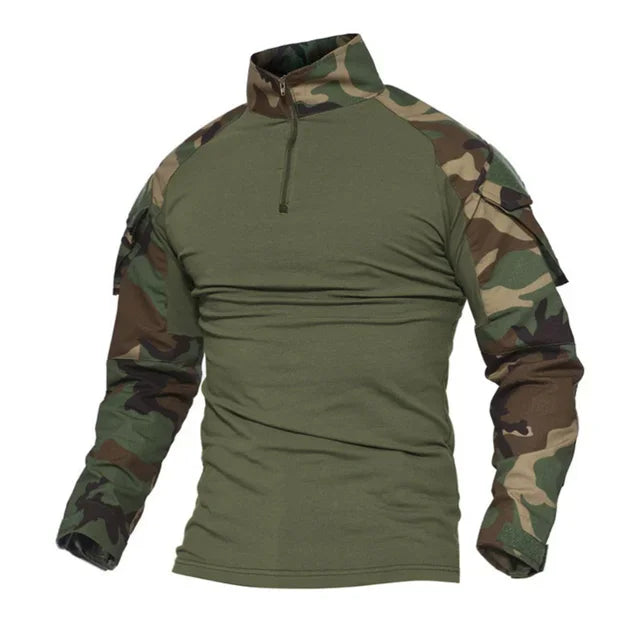 Men's Tactical Military Long Sleeve Hiking T-Shirt — Moisture-Wicking, CP Camo Style | Hunting, Climbing & Outdoor