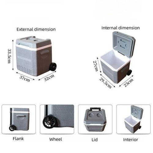 18L Insulated Cooler Box with Wheels & Trolley – Portable Outdoor Ice Chest