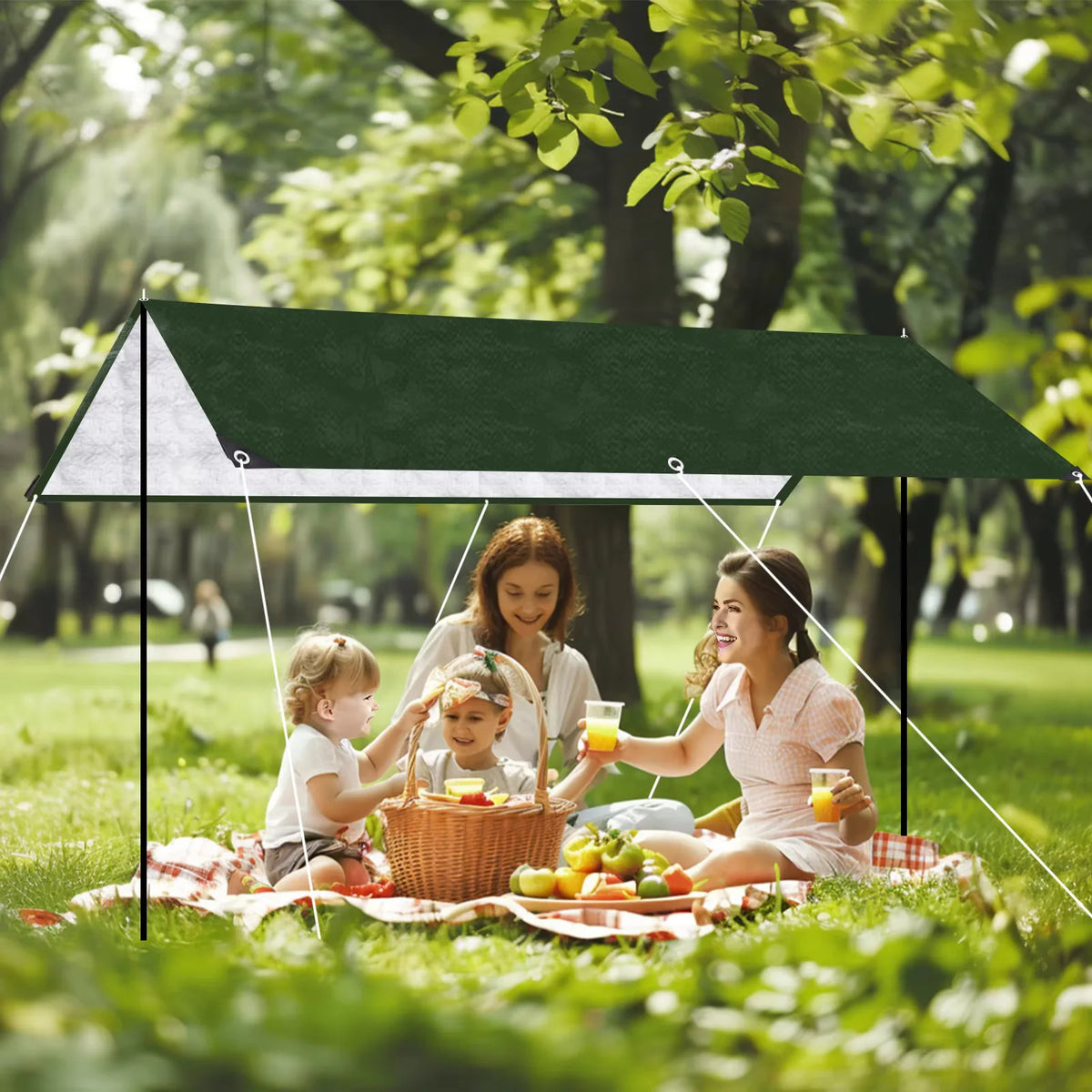 Large Waterproof PE Tarp – Camping Shade Sail, Canopy & Sun Shelter (2–5m Sizes)