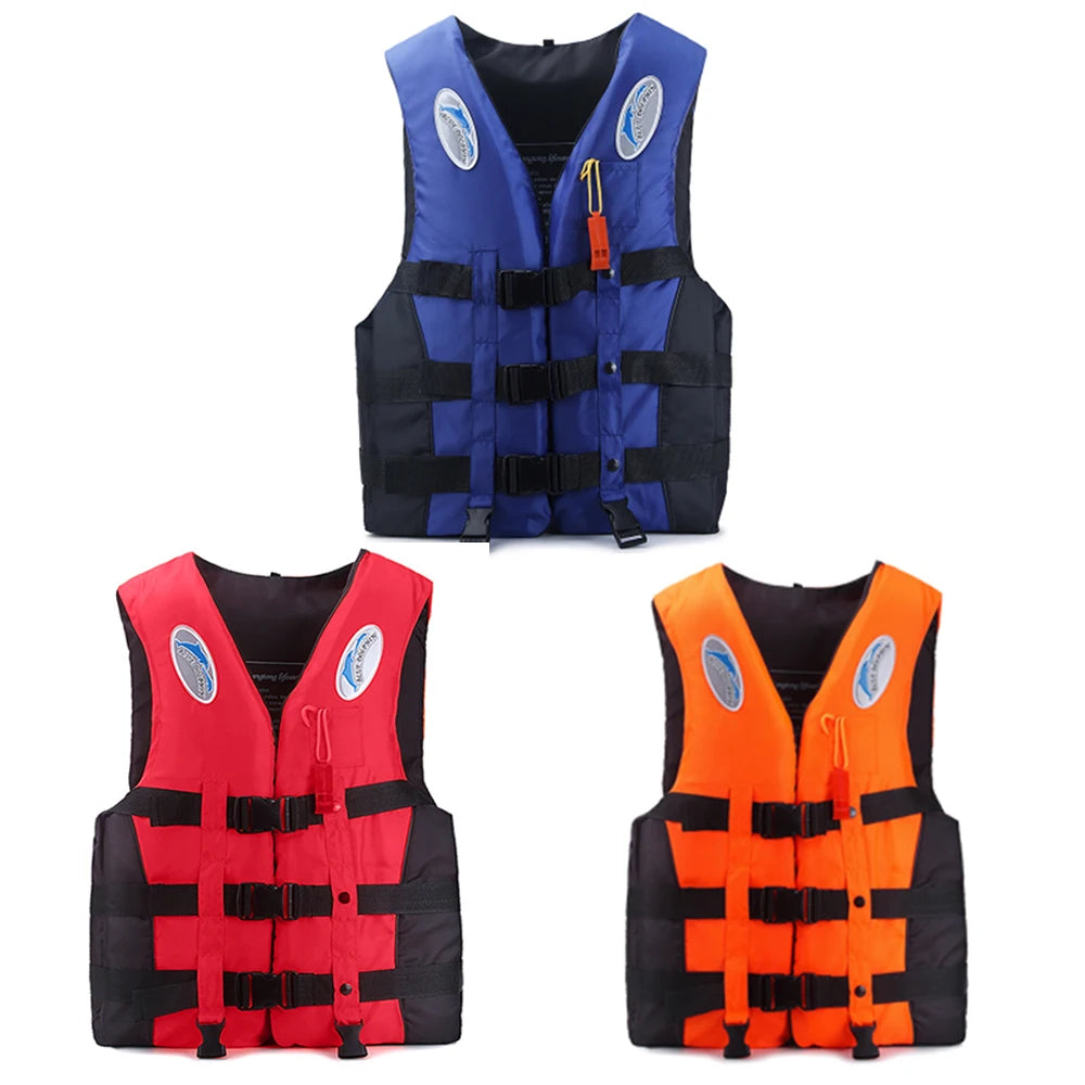 Life Jacket with Whistle | Adjustable Buoyancy Vest | Kids & Adults | S–XXL | 5 Colours