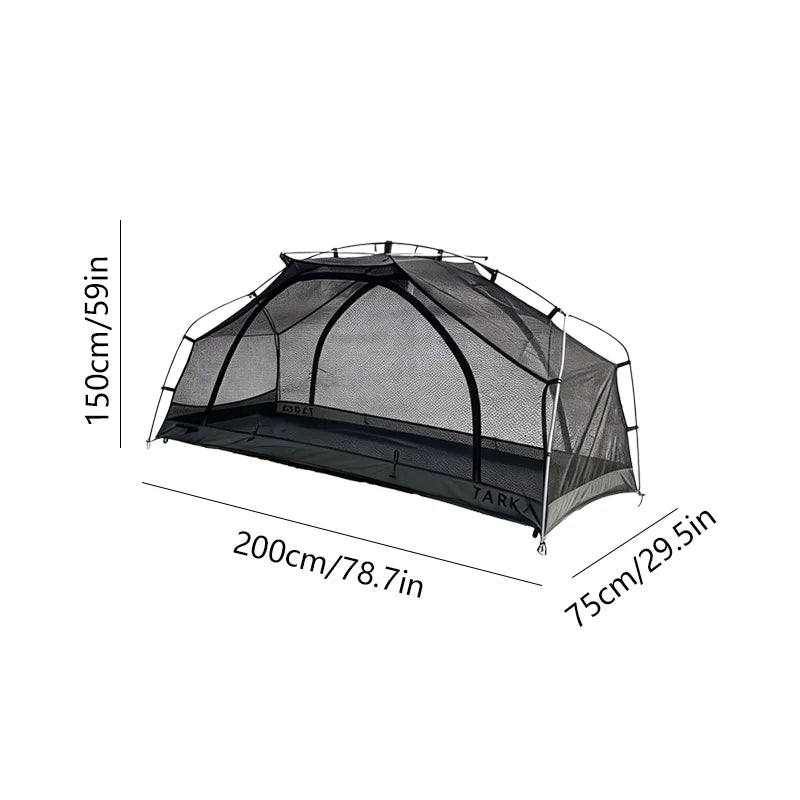 Single Person Camping Cot Tent with Mosquito Net – Detachable Inner & Outer Tent