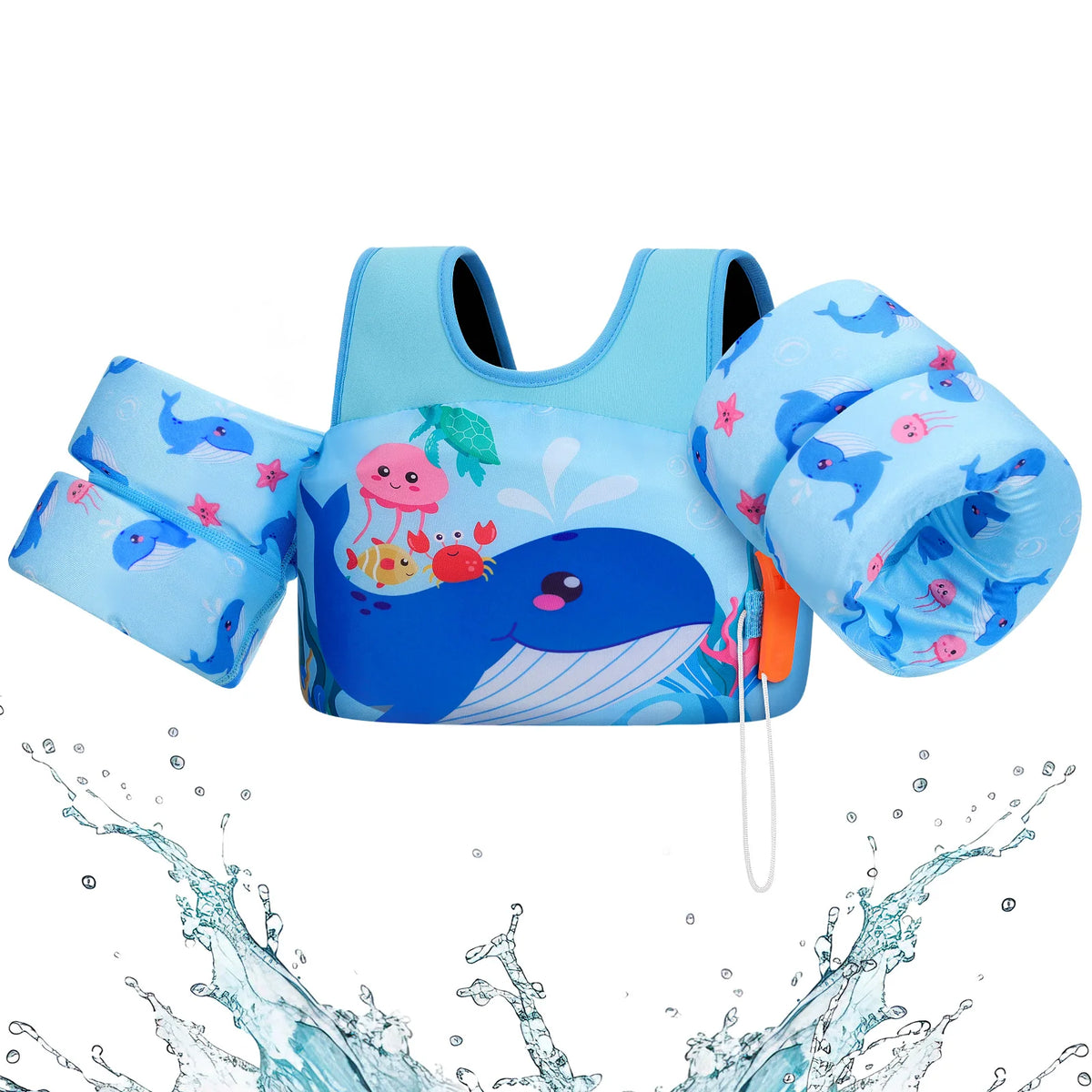 Kids Foam Life Vest & Swim Float | Children's Safety Swim Jacket with Whistle for Ages 3–13