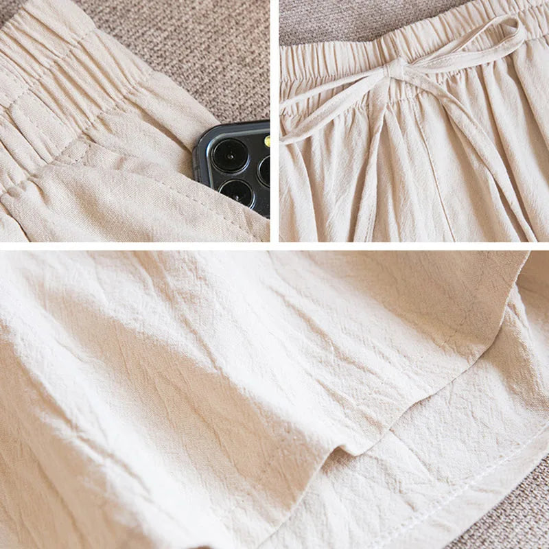 Women's Cotton Linen Wide Leg Shorts – High Waist Casual Knee-Length | M–XXXL