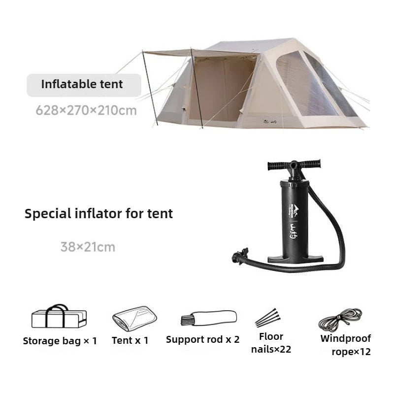 Self-Inflating Camping Tent – Large Space, Windproof & Breathable | 4-Season
