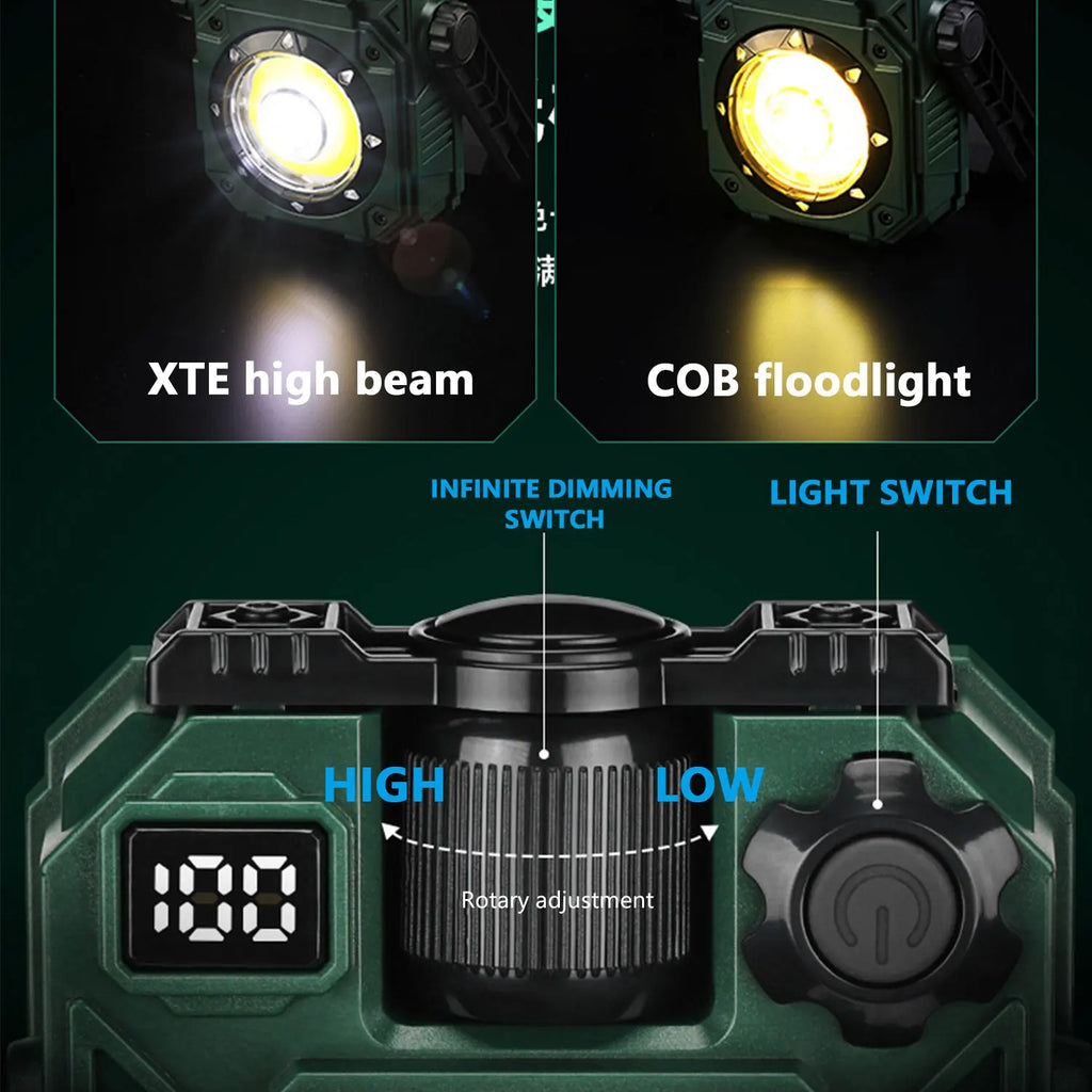 YEMAO LED Camping Lantern — 5 Modes, Magnetic Mount, Solar Charging, Power Display | Waterproof Emergency Light