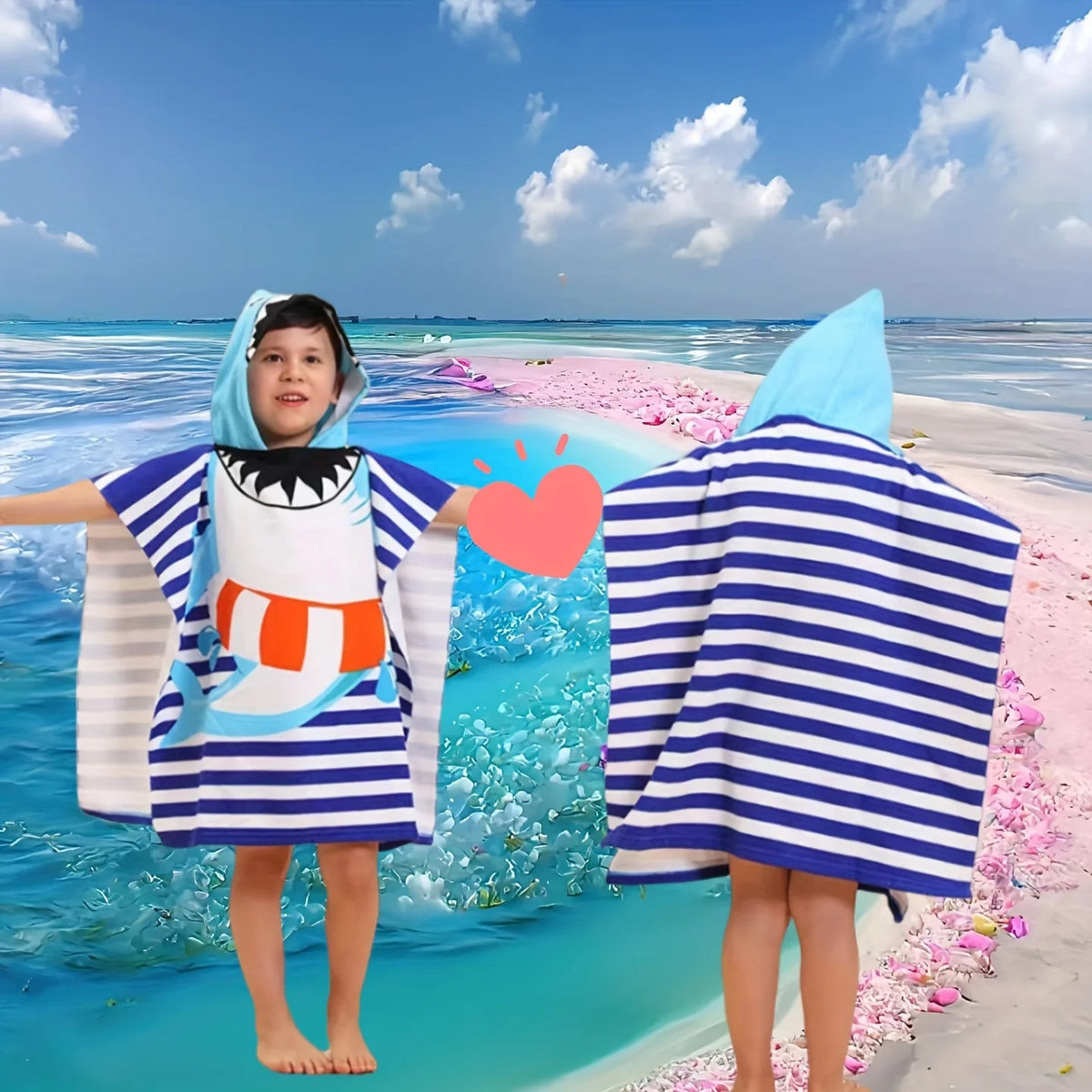 Kids Hooded Towel Cover – Quick-Dry Absorbent Swimming Poncho for Boys & Girls