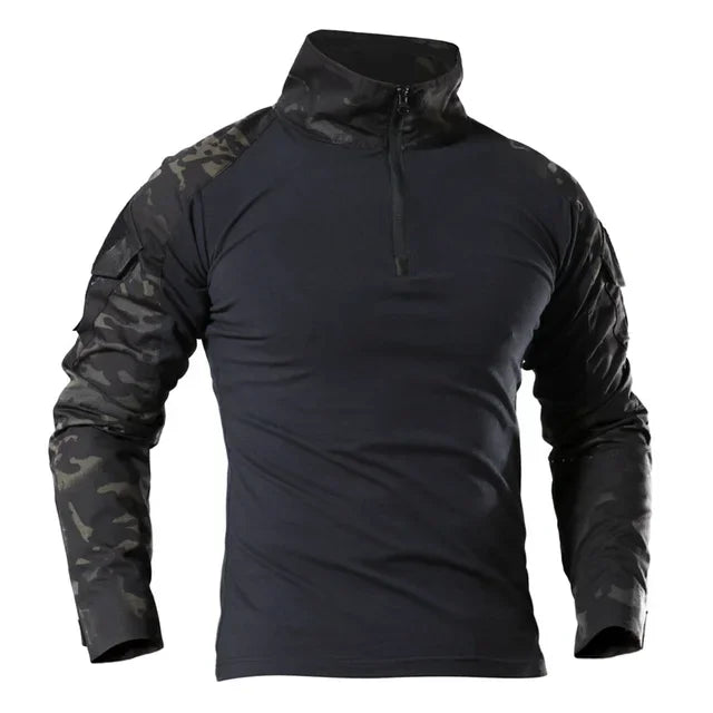 Men's Tactical Military Long Sleeve Hiking T-Shirt — Moisture-Wicking, CP Camo Style | Hunting, Climbing & Outdoor