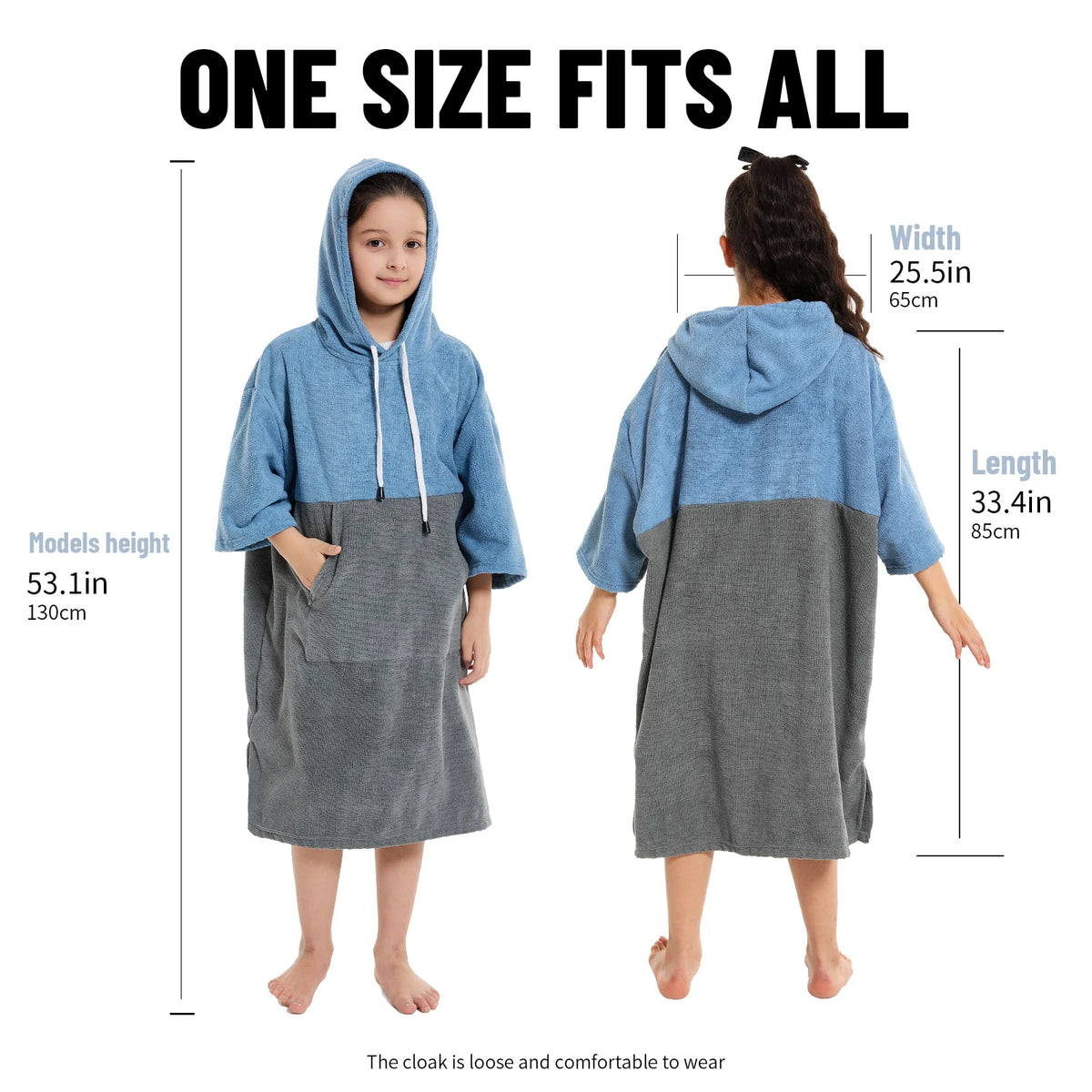 Kids Changing Towel Robe – Quick-Dry Microfibre Surf Poncho for Beach & Pool