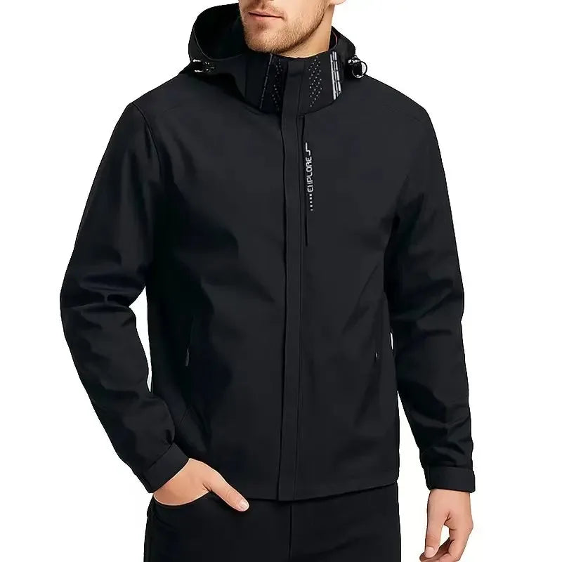 Men's Outdoor Windbreaker Jacket – Hooded & Waterproof