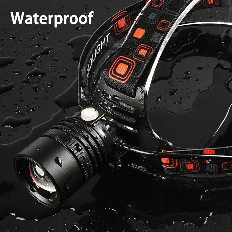 Aluminium Alloy LED Headlamp — High Lumen, Zoomable, 3 Modes | Rechargeable Camping, Hunting & Fishing Headlight