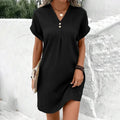 Women's V-Neck T-Shirt Sundress – Loose Short Sleeve Beach Dress | S–XXXL