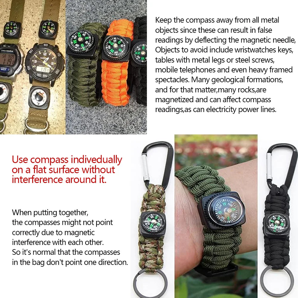 Mini Wristband Compass — Bulk Pack (10, 15 or 20pcs) | Outdoor Survival