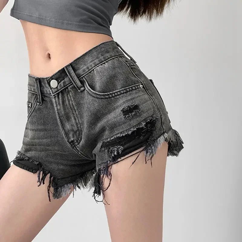 Women's Ripped Denim Shorts – Vintage Stretch Jorts Streetwear | S–XL