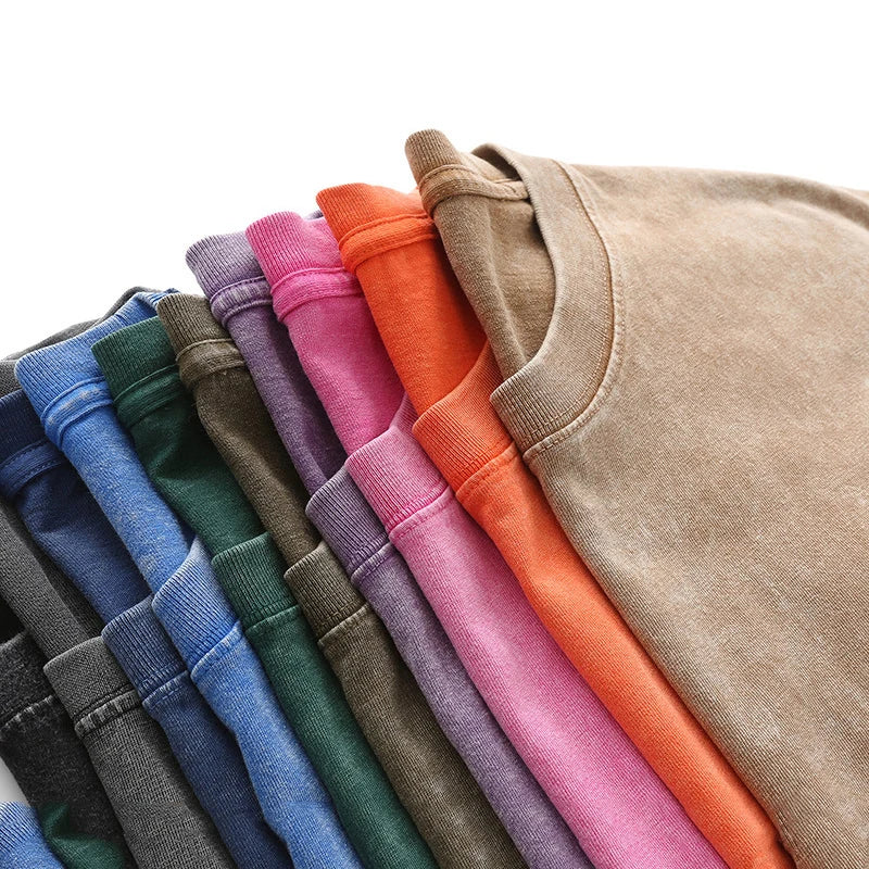 LEDP Men's Vintage Washed Oversized Heavy Cotton Tee — 230G, Short Sleeve | Streetwear T-Shirt