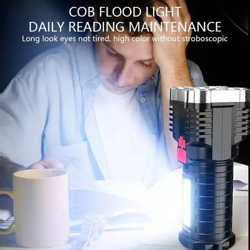 5-LED Rechargeable Camping Spotlight – 3 Modes with Side Light