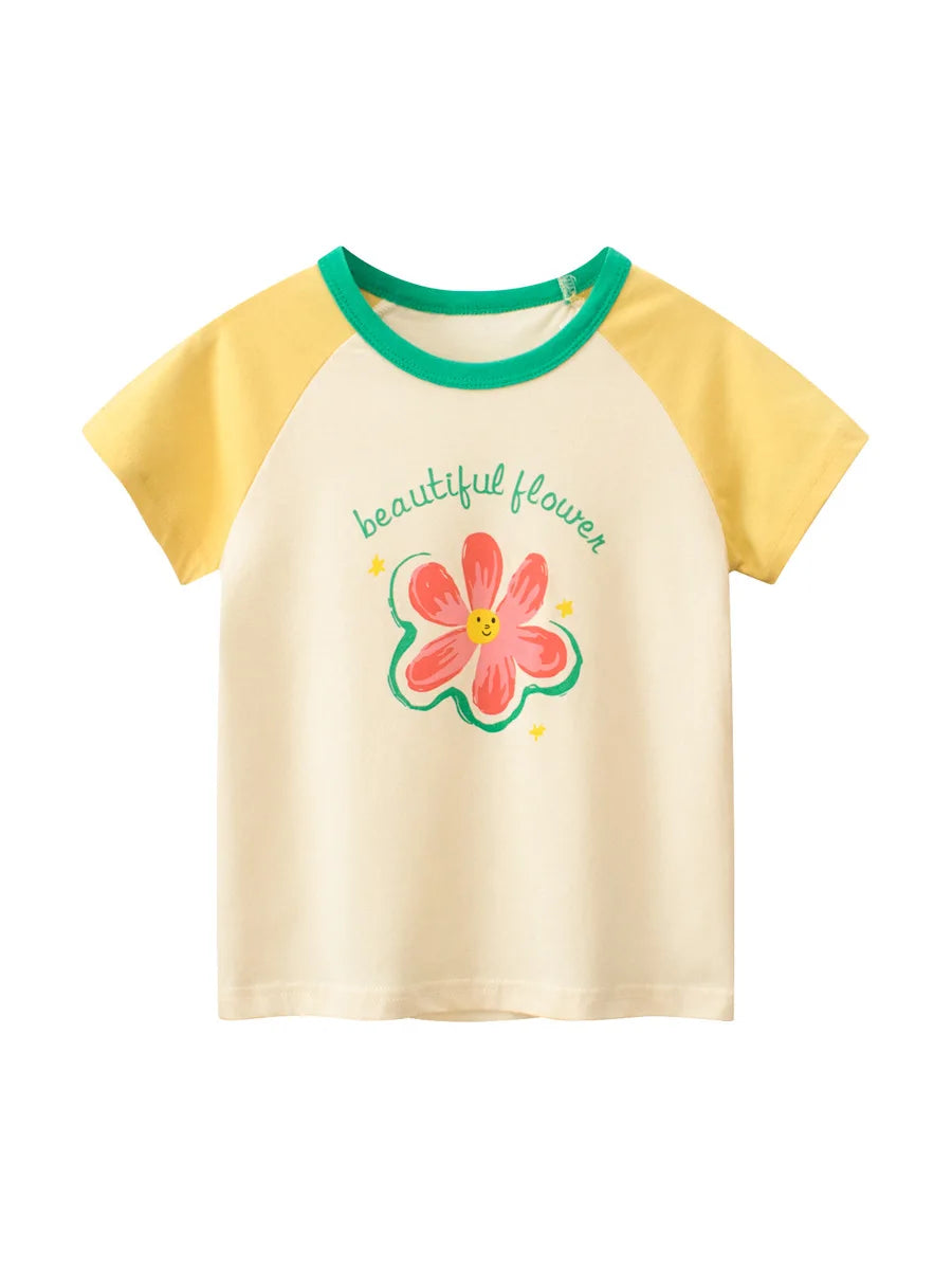 Girls Printed T-Shirt | Short Sleeve Summer Top | Ages 2–8 | Cotton