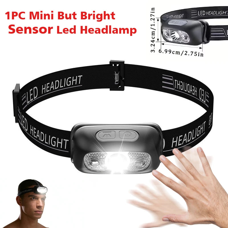2025 Ear-Hanging LED Headlamp — 1000LM, Motion Sensor, 3 Modes | Type-C Rechargeable Camping & Running Light
