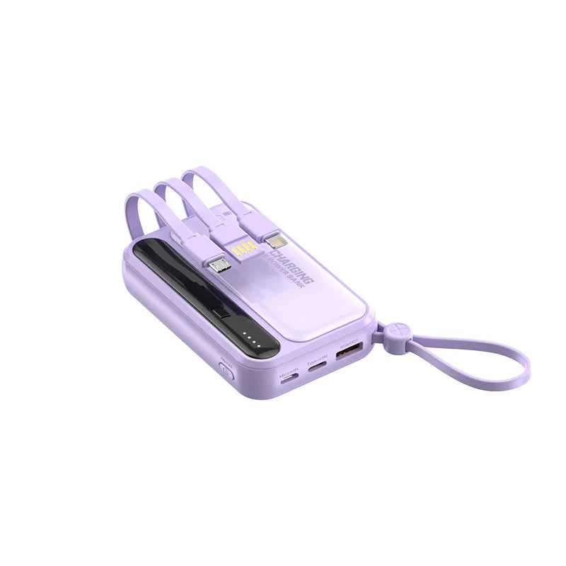 Power Bank with Built-in Cables – 10000mAh / 20000mAh Digital Display | White, Blue, Purple, Black