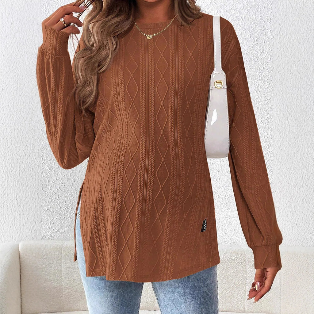 Maternity Long Sleeve Round-Neck T-Shirt – Comfortable Pregnancy Top | S–XXL