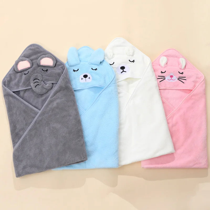 Cartoon Baby Hooded Bath Towel – Soft Newborn Swaddle Wrap & Bathrobe
