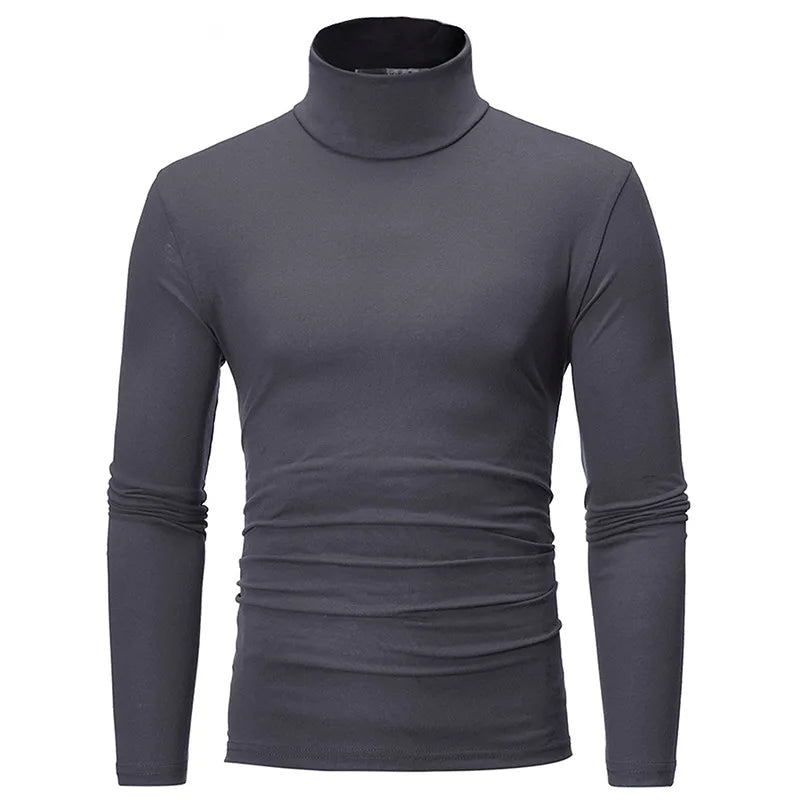 Men's Thermal Long Sleeve Top – Slim Fit High Neck Base Layer for Winter