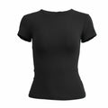 Women's Slim Fit Knitted T-Shirt – Short Sleeve O-Neck Sporty Tee | XS–XL