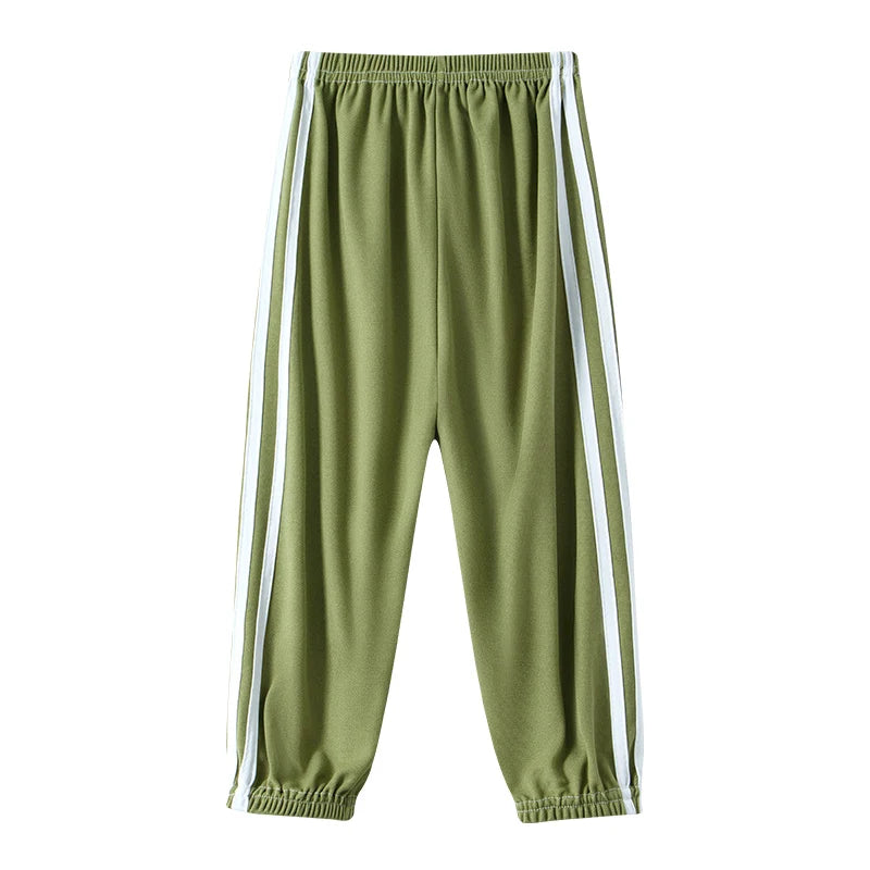Kids Summer Elastic Waist Pants | 1 or 3-Piece Solid Colour Sports & Mosquito Pants for Boys & Girls