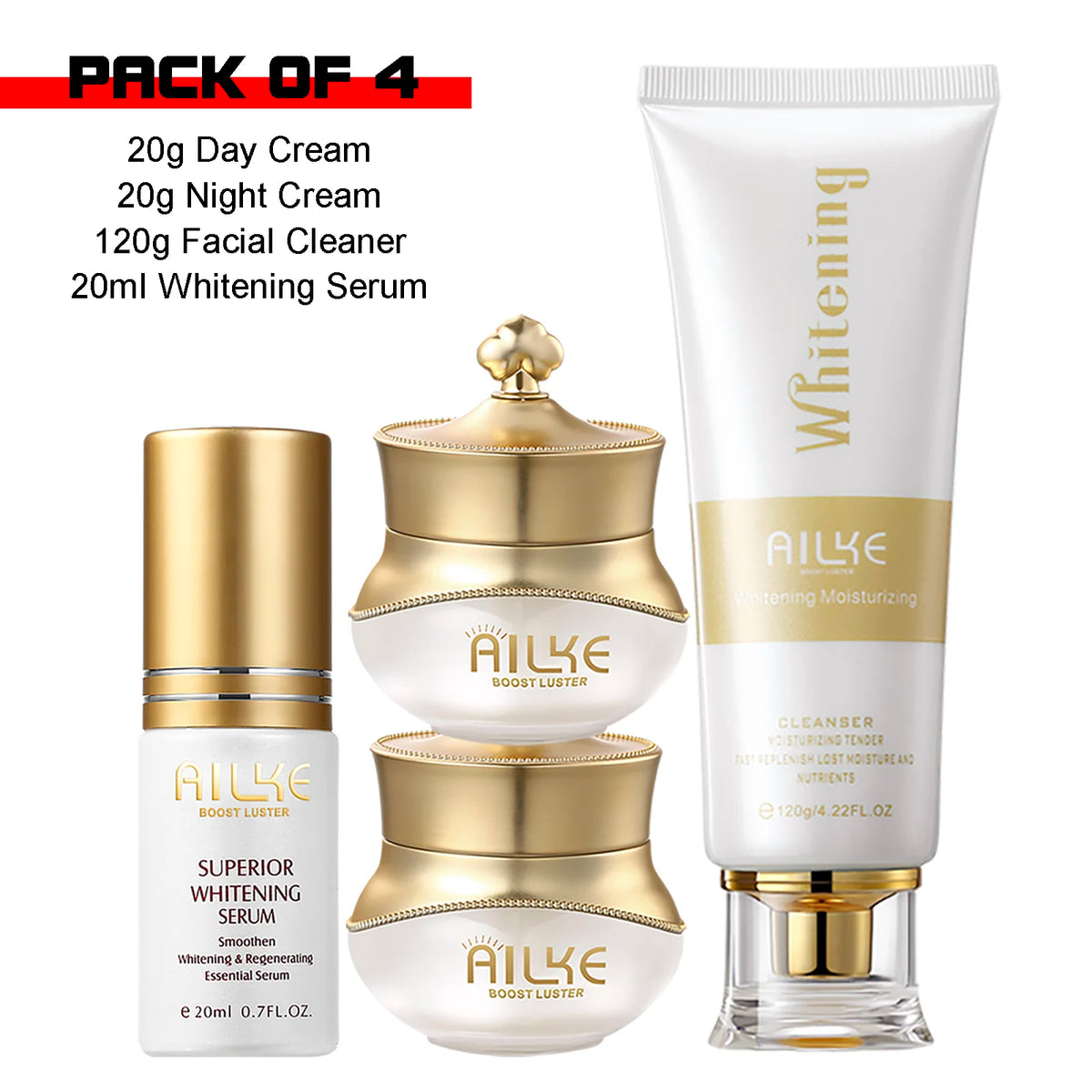 AILKE White Rose Whitening Face Care Set – Hyaluronic Acid, Anti-Wrinkle & Dark Spot Reduction