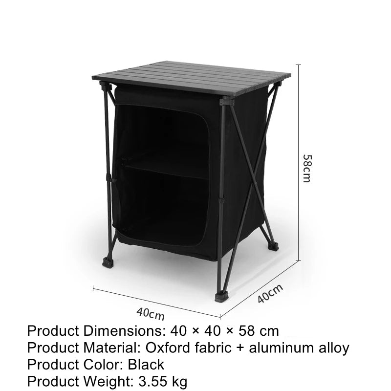 Outdoor Camping Folding Storage Cabinet – Portable Aluminium Alloy Dual-Purpose Camp Table