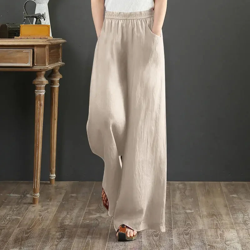 Women's Linen Baggy High Waist Trousers – Loose Elegant Slacks | S–3XL