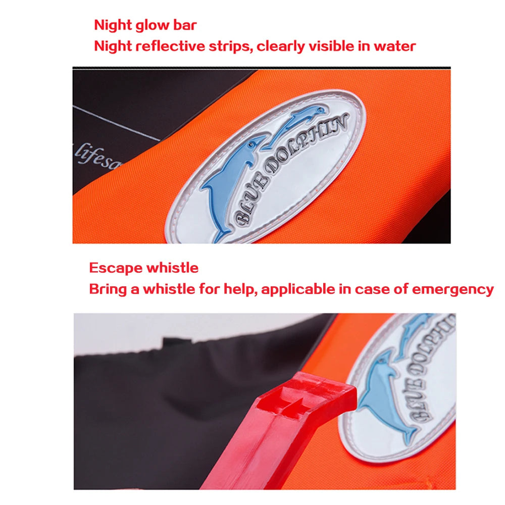 Life Jacket with Whistle | Adjustable Buoyancy Vest | Kids & Adults | S–XXL | 5 Colours