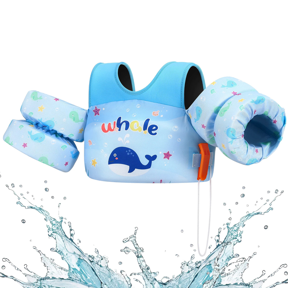 Kids Foam Life Vest & Swim Float | Children's Safety Swim Jacket with Whistle for Ages 3–13