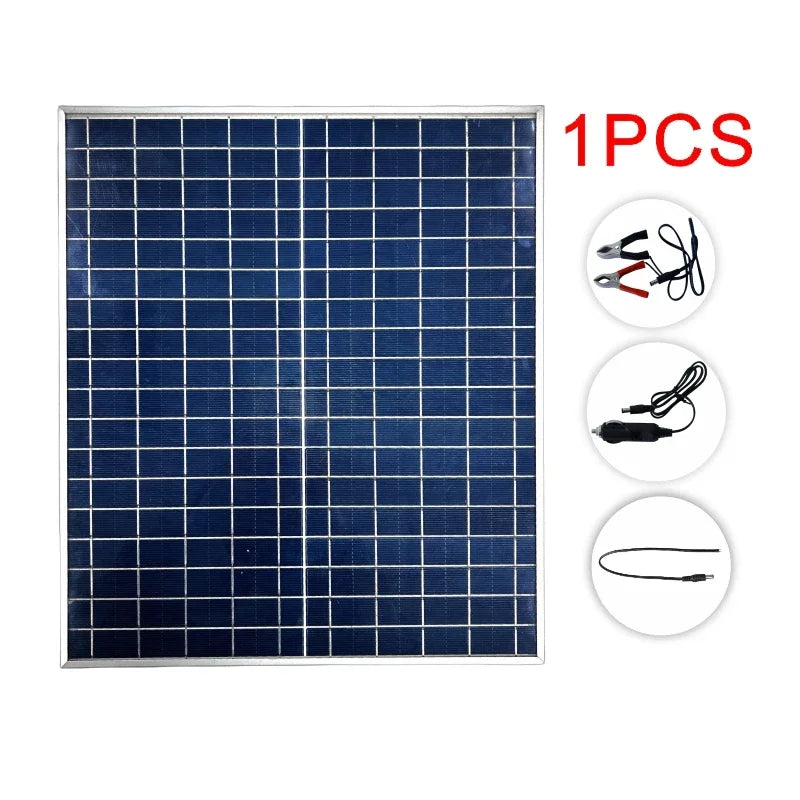 Monocrystalline Solar Panel with Aluminum Frame | 12V Battery Charger for RV, Camping & Off-Grid