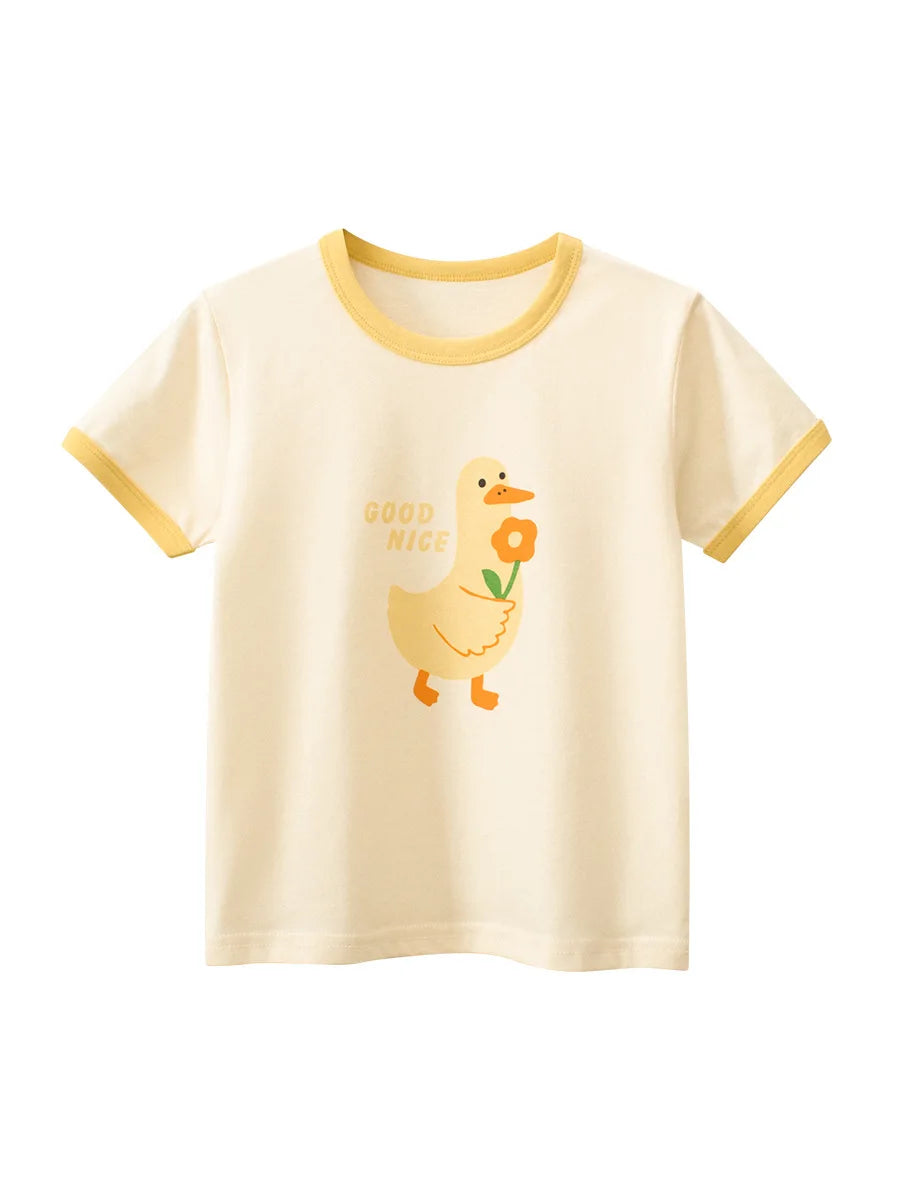 Girls Printed T-Shirt | Short Sleeve Summer Top | Ages 2–8 | Cotton