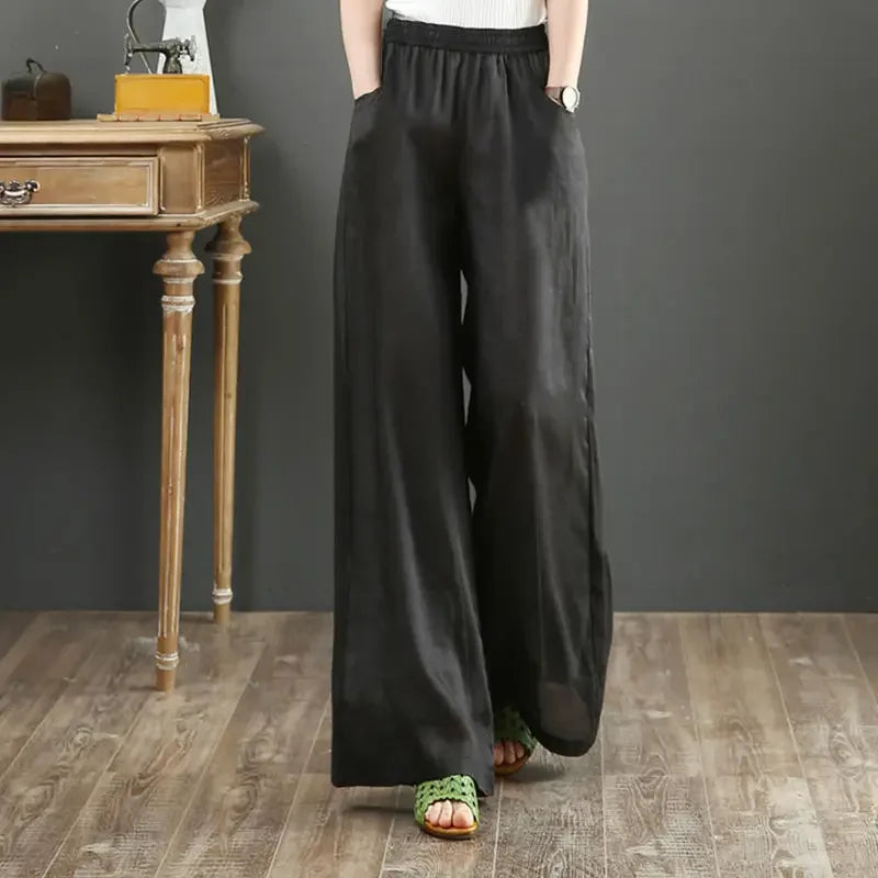 Women's Linen Baggy High Waist Trousers – Loose Elegant Slacks | S–3XL