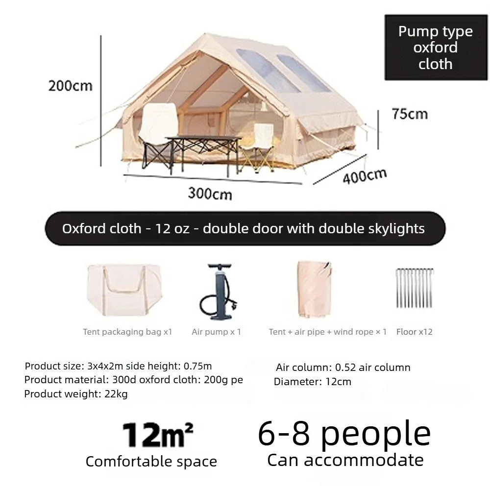 Large Inflatable Camping Tent – 4–8 Person Quick Setup, Windows & Water-Resistant | Four Season