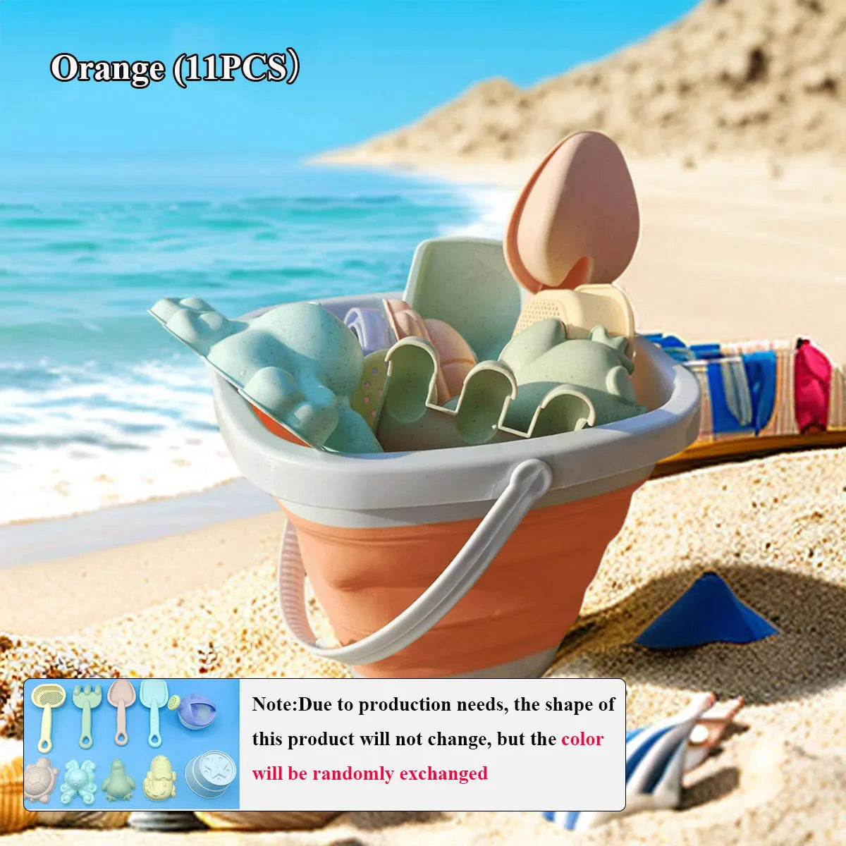 Kids Beach Sand Play Set | Folding Bucket & Sandbox Toys – 1, 5 or 11 Piece