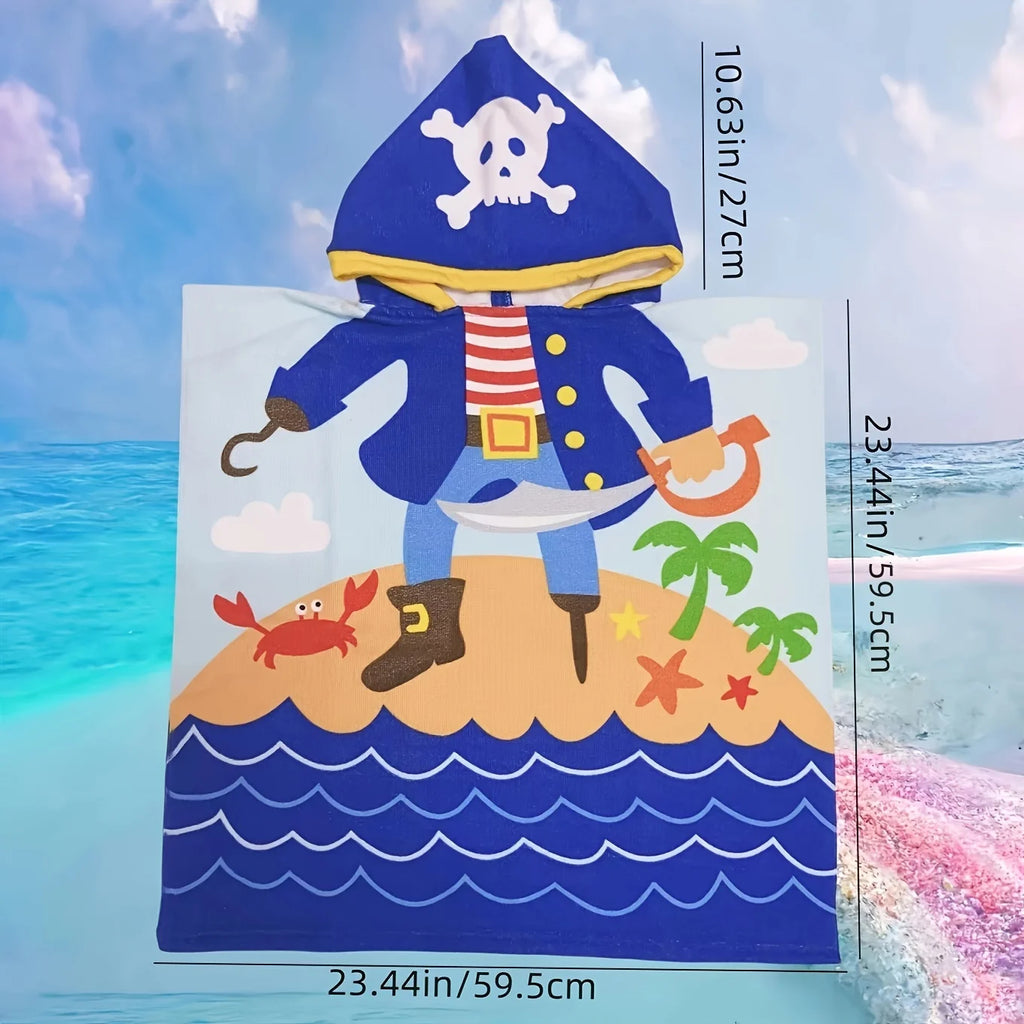 Kids Hooded Towel Cover – Quick-Dry Absorbent Swimming Poncho for Boys & Girls